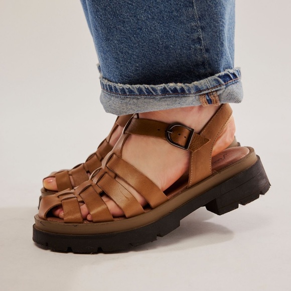 Free People Shoes - Free People Delaney Leather Fisherman Platform Sandals Brown Size 10 EU 40